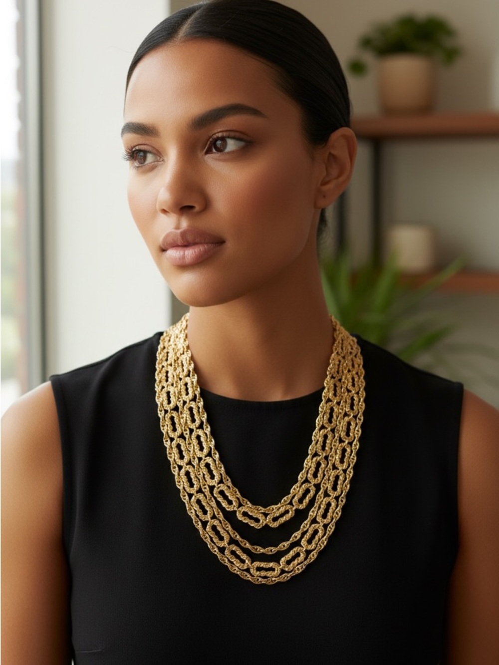 Layered Gold-Tone Link Necklace - Women Jewelry